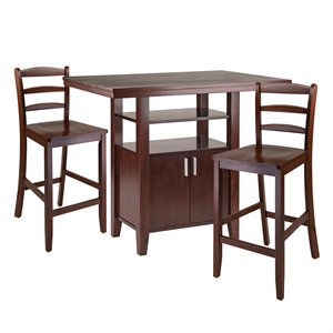Winsome Albany 3 Piece Counter Height Dining Set With Ladder Back Stools
