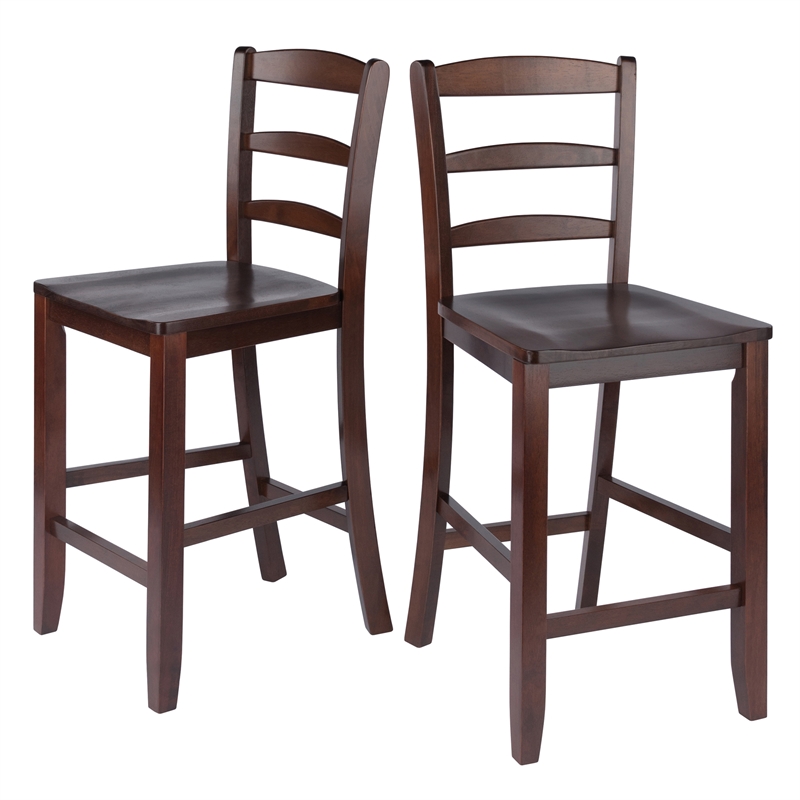 Winsome Albany 3 Piece Counter Height Dining Set With Ladder Back Stools