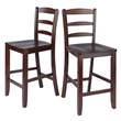 Winsome Albany 3 Piece Counter Height Dining Set With Ladder Back Stools