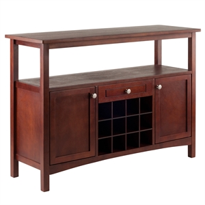winsome colby transitional solid wood wine rack buffet table in walnut