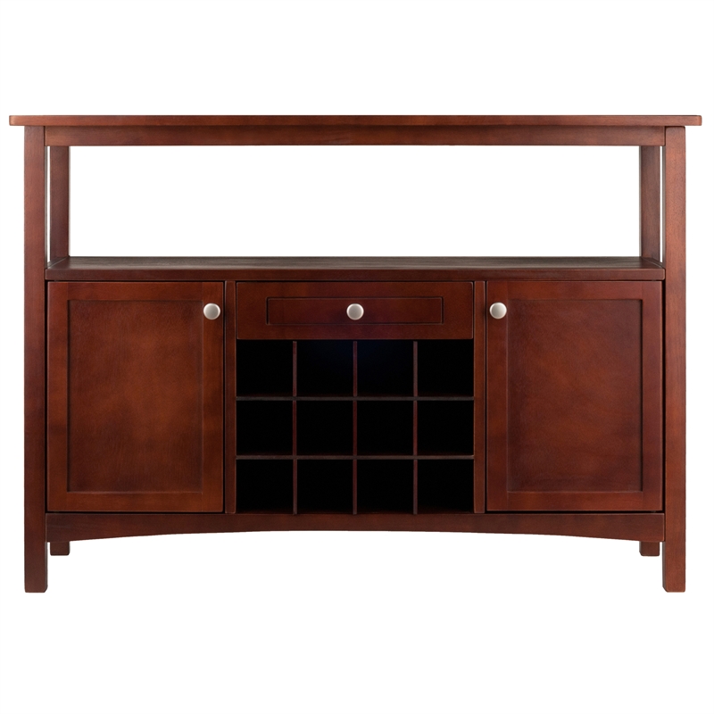Winsome Colby Transitional Solid Wood Wine Rack Buffet Table in Walnut