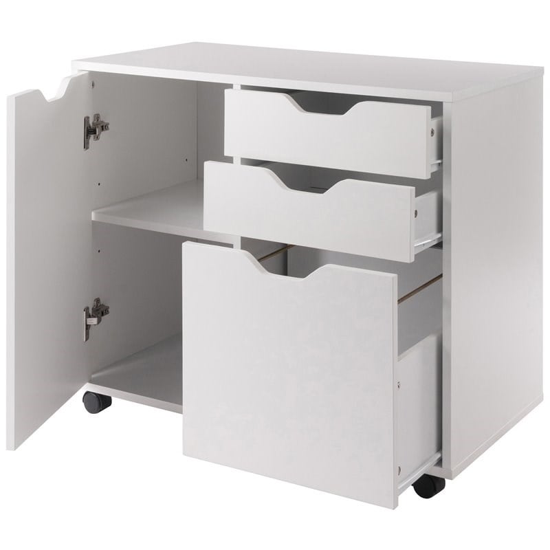 Winsome Halifax 2-Section Contemporary Wood Mobile Storage File Cabinet in White