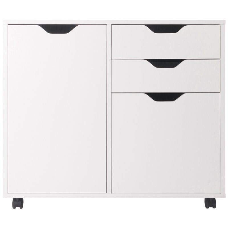 Winsome Halifax 2-Section Contemporary Wood Mobile Storage File Cabinet in White