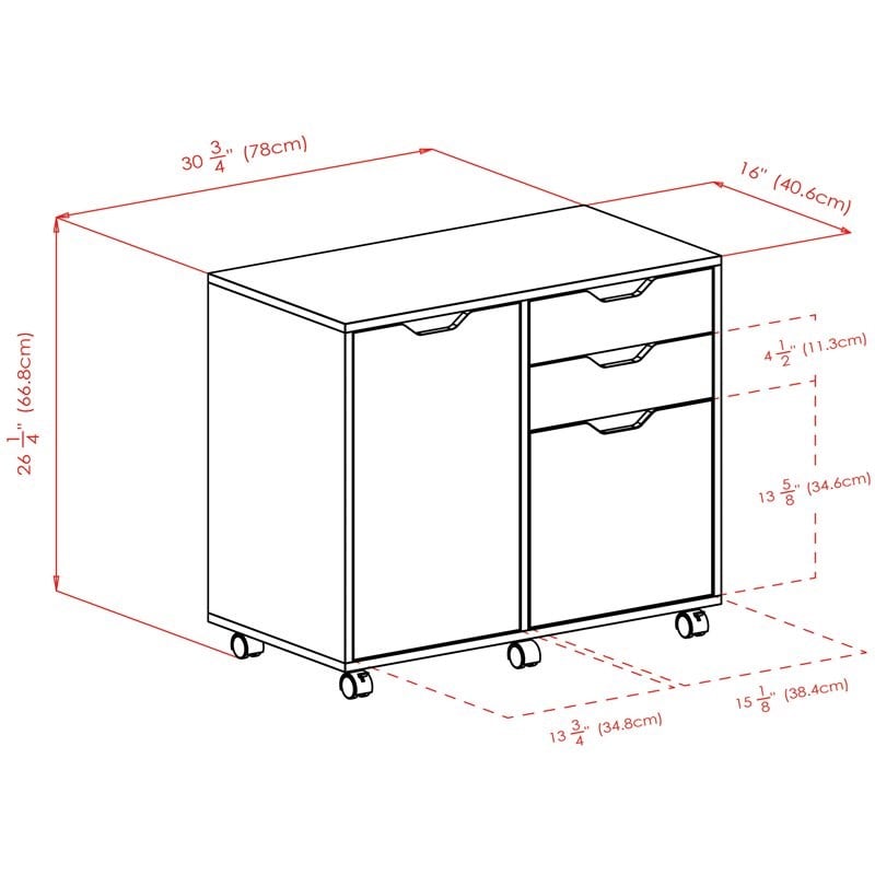 Winsome Halifax 2-Section Contemporary Wood Mobile Storage File Cabinet in White