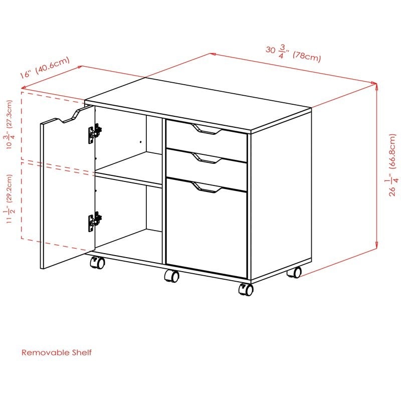 Winsome Halifax 2-Section Contemporary Wood Mobile Storage File Cabinet in White