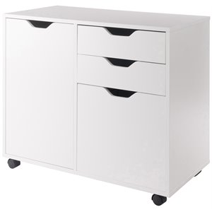 Winsome Halifax 2-Section Contemporary Wood Mobile Storage File Cabinet in White