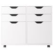Winsome Halifax 2-Section Mobile Contemporary Wood Storage Cabinet in White