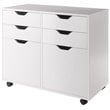 Winsome Halifax 2-Section Mobile Contemporary Wood Storage Cabinet in White