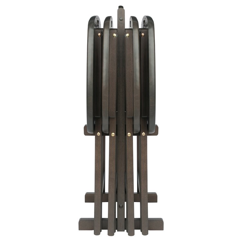 Winsome Lucca 5-Piece Transitional Solid Wood Snack Table Set in Oyster Gray