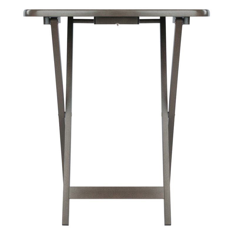 Winsome Lucca 5-Piece Transitional Solid Wood Snack Table Set in Oyster Gray