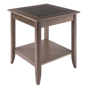 Winsome Santino 22.64&quot Square Transitional Solid Wood End Table in Oyster Gray