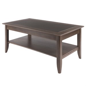 Winsome Santino 40&quot Transitional Solid Wood Coffee Table in Oyster Gray