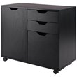 Winsome Halifax 2-Section Contemporary Wood Mobile Storage File Cabinet in Black