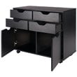 Winsome Halifax 2-Section Mobile Contemporary Wood Storage Cabinet in Black