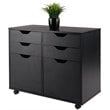 Winsome Halifax 2-Section Mobile Contemporary Wood Storage Cabinet in Black