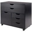 Winsome Halifax 3-Section Mobile Contemporary Wood Storage Cabinet in Black