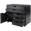Winsome Halifax 3-Section Mobile Contemporary Wood Storage Cabinet in Black