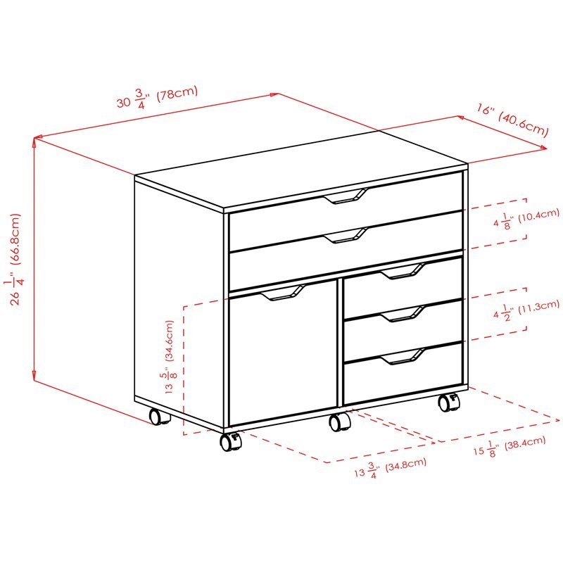 Winsome Halifax 3-Section Mobile Contemporary Wood Storage Cabinet in Black