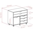 Winsome Halifax 3-Section Mobile Contemporary Wood Storage Cabinet in Black