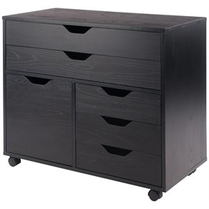 Winsome Halifax 3 Section Wooden Mobile Storage Cabinet in Black
