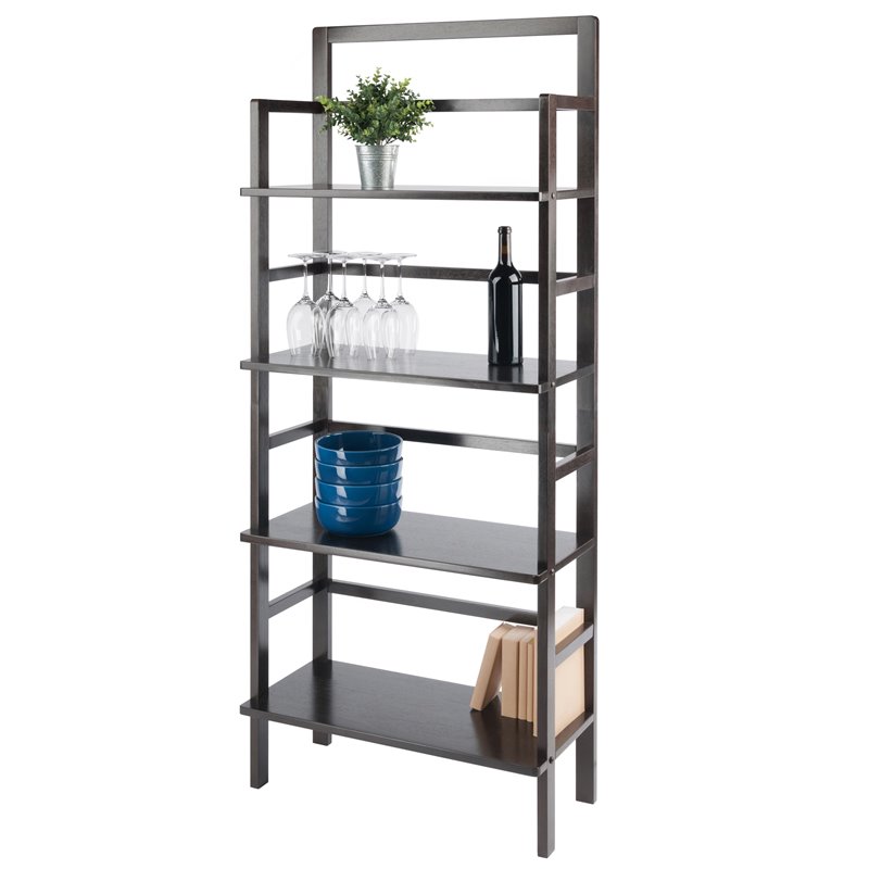 Winsome Aiden 4 Shelf Transitional Solid Wood Baker's Rack in Coffee