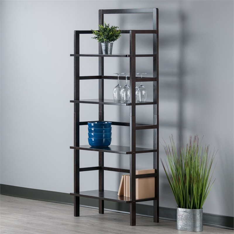 Winsome Aiden 4 Shelf Transitional Solid Wood Baker's Rack in Coffee