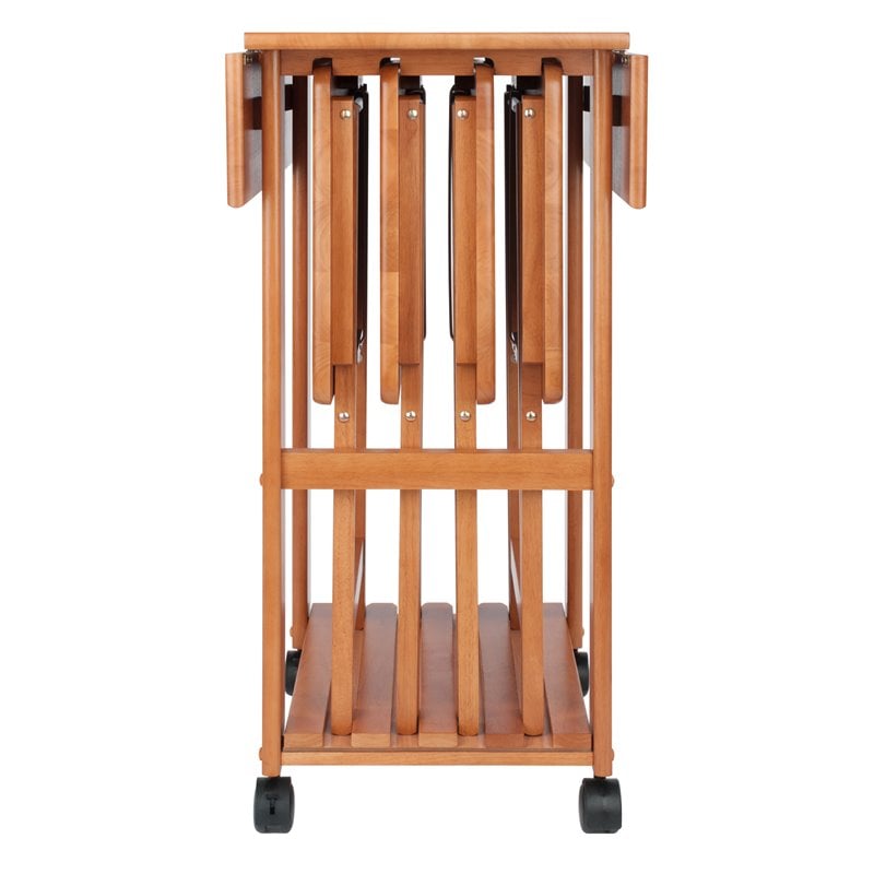 Winsome Sophia 5-Piece Transitional Solid Wood Snack Table Set in Teak