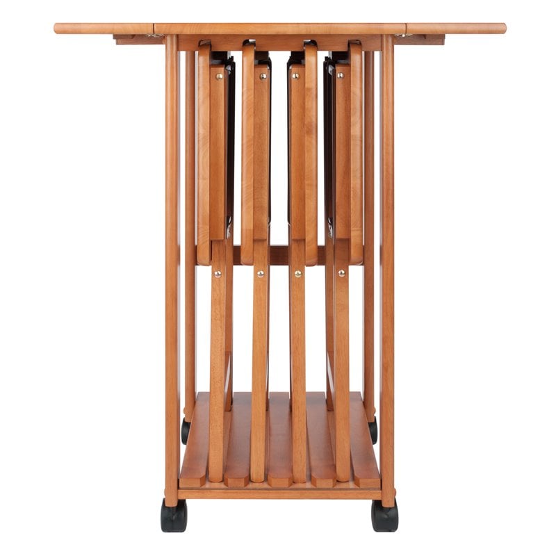 Winsome Sophia 5-Piece Transitional Solid Wood Snack Table Set in Teak