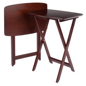 Winsome Darlene Transitional Solid Wood Snack Table Set in Walnut (Set of 2)