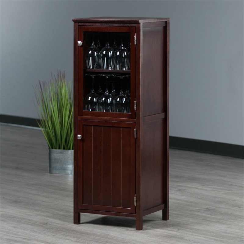 Winsome Brooke 2 Section Solid Wood Jelly Cupboard Cabinet in Walnut