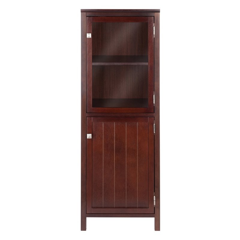 Winsome Brooke 2 Section Solid Wood Jelly Cupboard Cabinet in Walnut