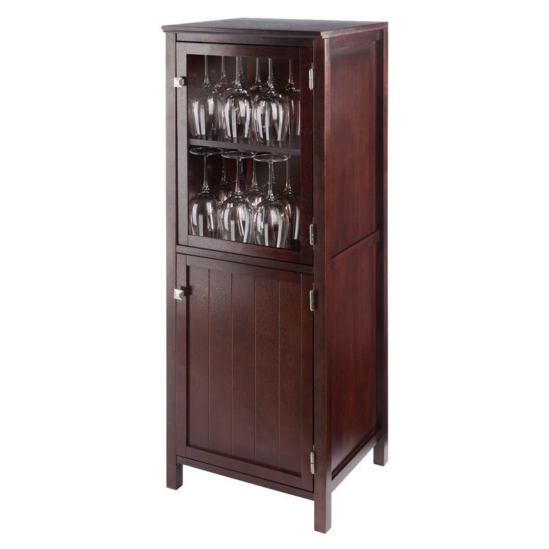 Winsome Brooke 2 Section Solid Wood Jelly Cupboard Cabinet in Walnut