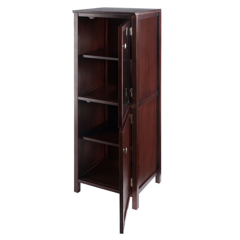 Winsome Brooke 2 Section Solid Wood Jelly Cupboard Cabinet in Walnut