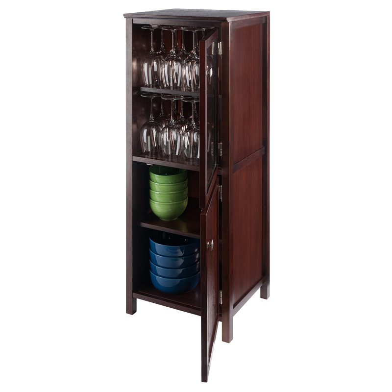 Winsome Brooke 2 Section Solid Wood Jelly Cupboard Cabinet in Walnut