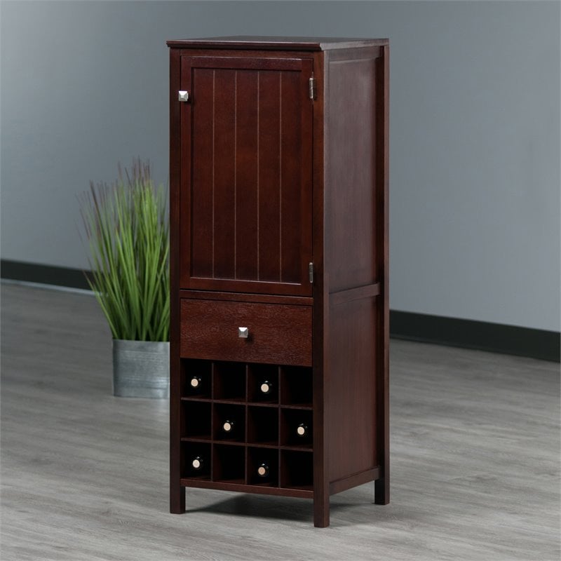 Winsome Brooke Wooden Wine Rack Jelly Cupboard in Walnut