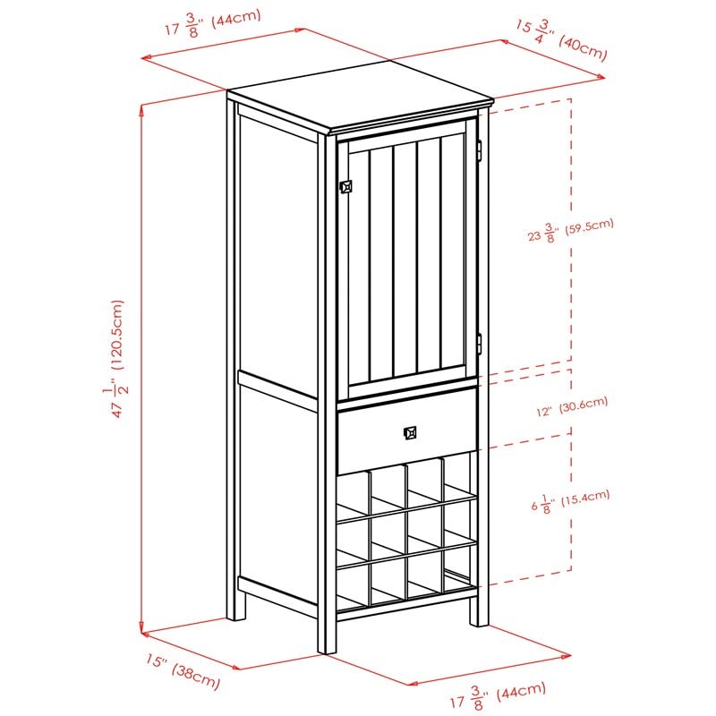 Winsome Brooke Wooden Wine Rack Jelly Cupboard in Walnut