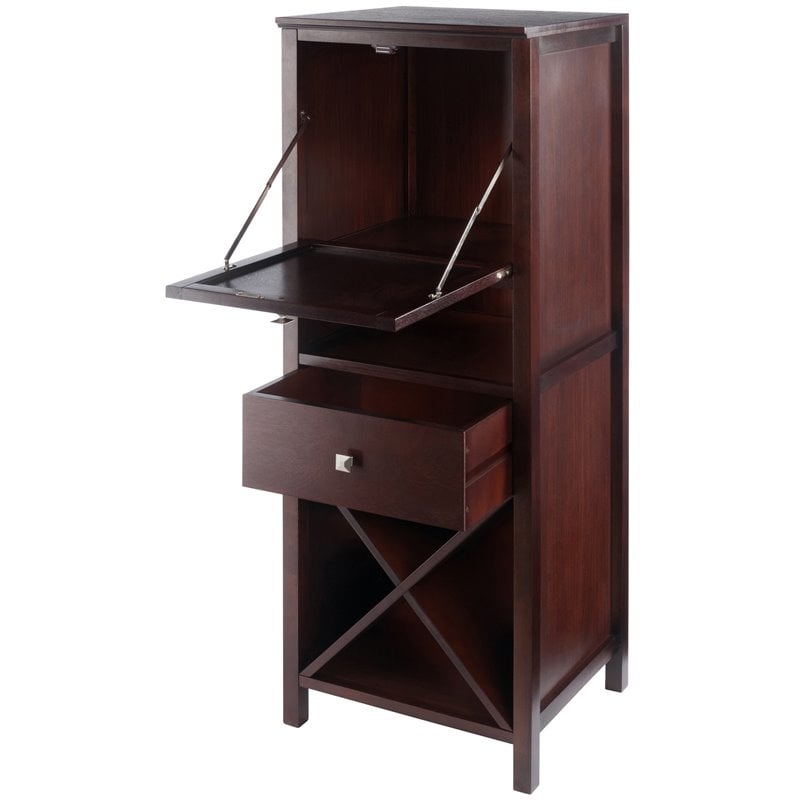 Winsome Brooke 4 Section Wooden Wine Rack Jelly Cupboard in Walnut