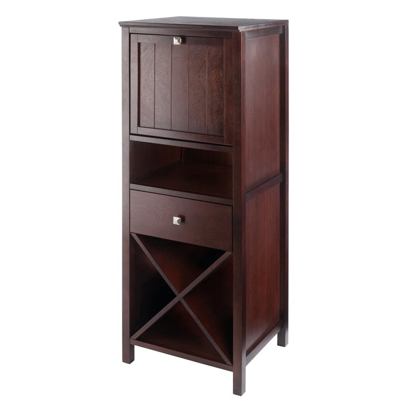 Winsome Brooke 4 Section Wooden Wine Rack Jelly Cupboard in Walnut