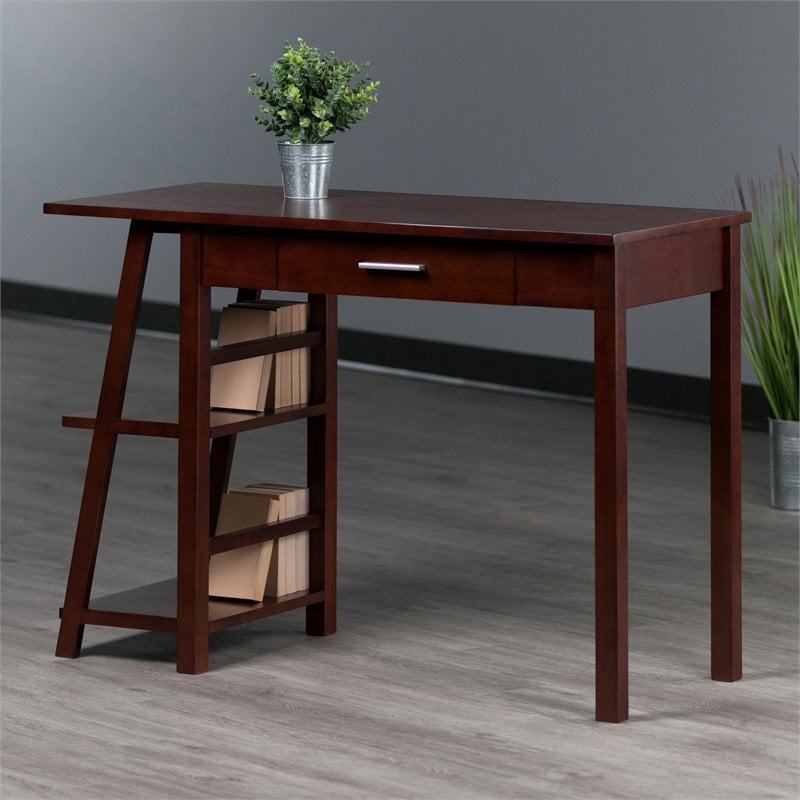 Winsome Aldric Transitional Solid Wood Writing Desk in Walnut