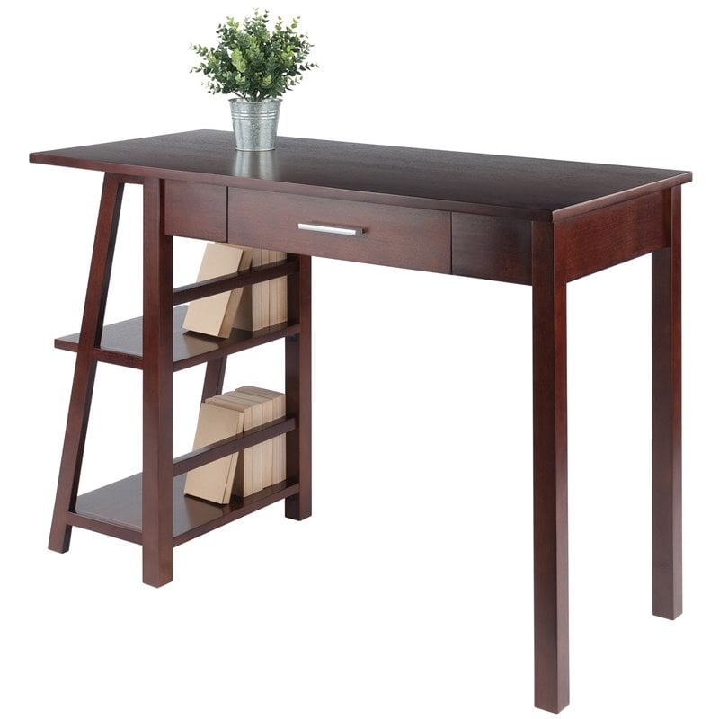 Winsome Aldric Transitional Solid Wood Writing Desk in Walnut