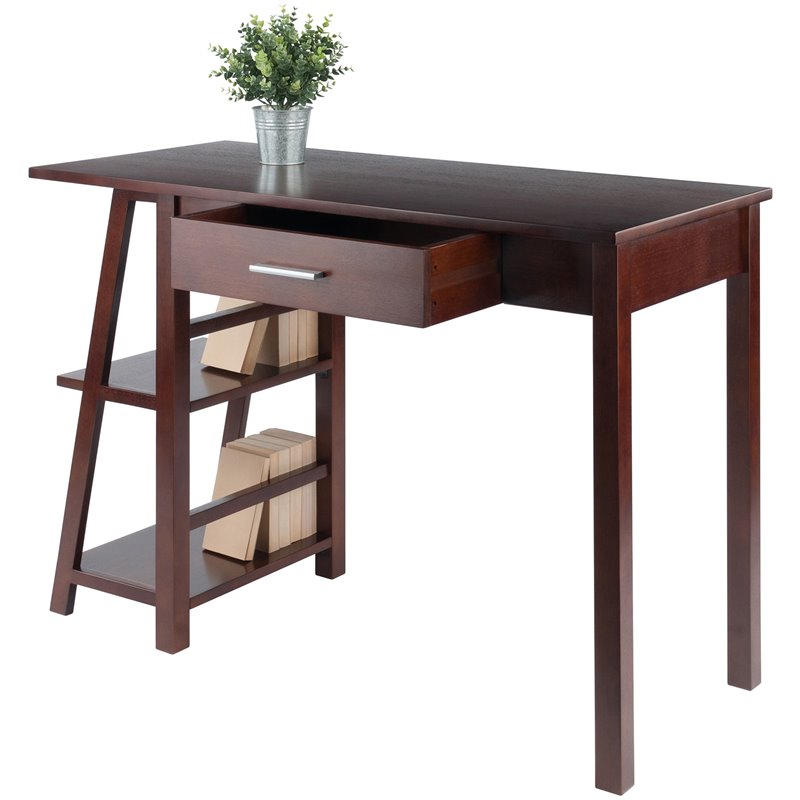 Winsome Aldric Transitional Solid Wood Writing Desk in Walnut