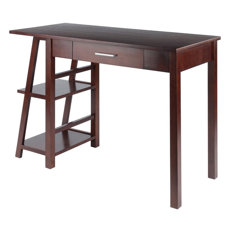 Winsome Aldric Transitional Solid Wood Writing Desk in Walnut