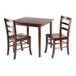 Winsome Groveland 3-Piece Square Casual Solid Wood Dining Set in Antique Walnut