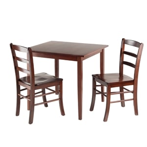 Winsome Groveland 3-Piece Square Casual Solid Wood Dining Set in Antique Walnut