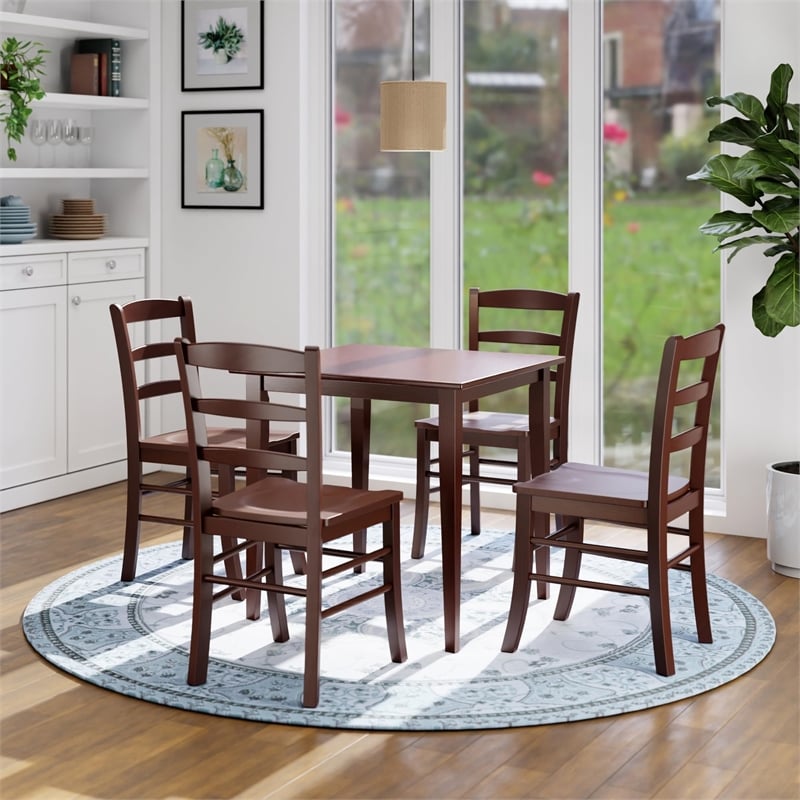 Winsome Groveland 3-Piece Square Casual Solid Wood Dining Set in Antique Walnut