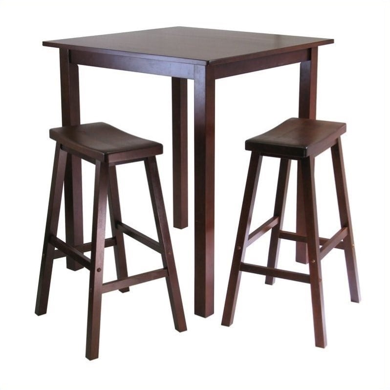 Winsome Parkland 3 Piece Square Pub, Round Pub Style Table And Chairs