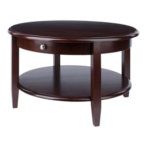 Winsome Concord Round Transitional Solid Wood Coffee Table in Antique Walnut