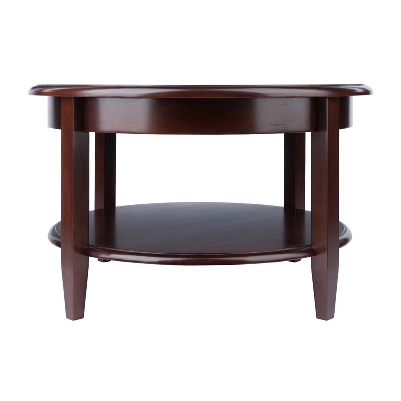 Winsome Concord Round Transitional Solid Wood Coffee Table in Antique Walnut
