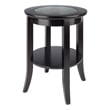 Winsome Genoa Transitional Solid Wood End Table Glass top in Espresso