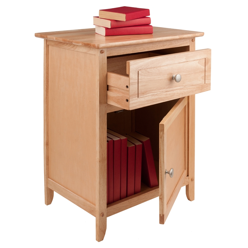 Winsome Eugene Transitional Solid Wood Night Stand with Cabinet in Natural